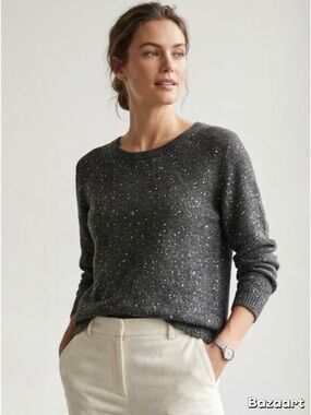 a.n.a Dark Gray Speckled Crewneck Sweater Large